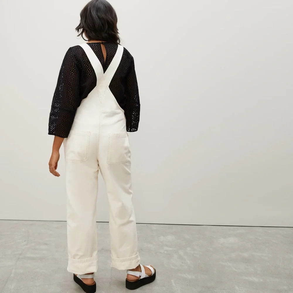 Everlane Women's Cream Canvas Overalls Size 2 - Picture 2 of 5